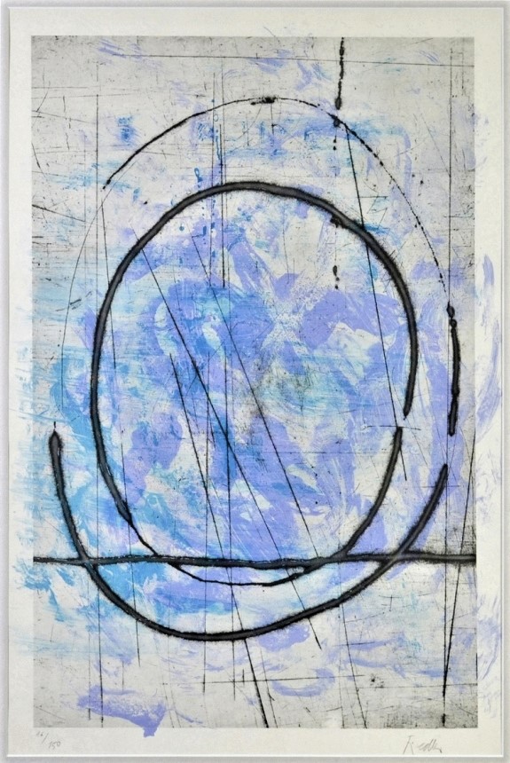 François FIEDLER (1921-2001) Lithographie – Composition bleu – 46 sur 150 – 75 cm x 49 cm – G -cadre (2)