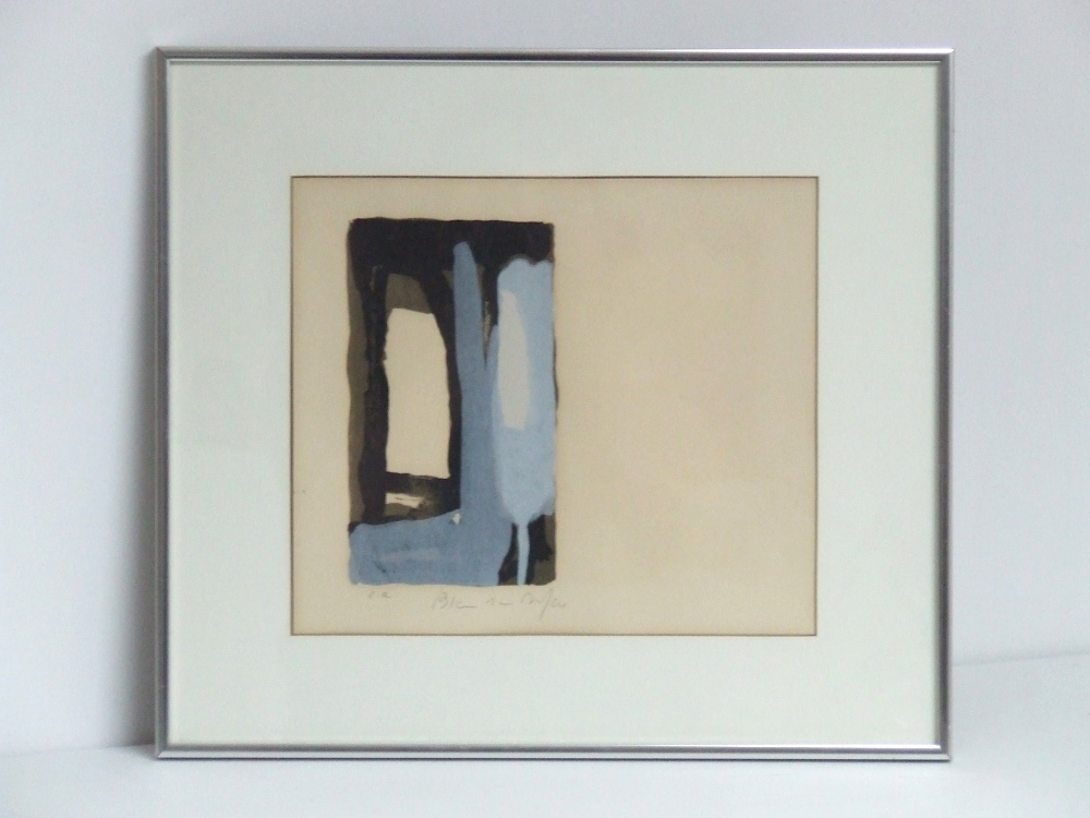 Bram Van VELDE (1895 -1981) Lithography on Arches – La folie du jour series Blue and Black composition, 1973 – With frame – YLA