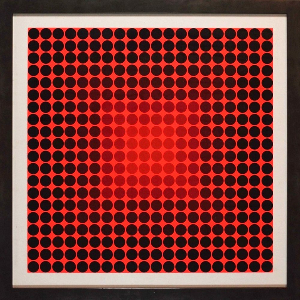 Victor VASARELY (1906 – 1997) Screenprint on paper- Pokol BF – 1968 – With frame – O