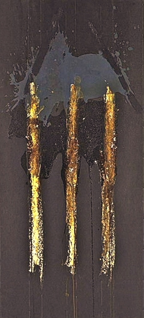 Erik DESPREZ (1951) Mixed Media – Bee wax, oil and varnish on black paper, 2008