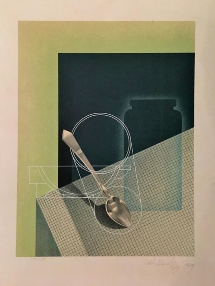 Still life with teaspoon dated 1939.