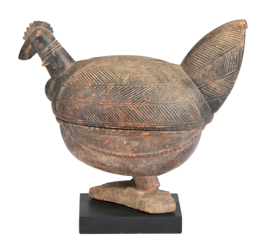 An Open Igede Ifa wood carved bowl with incised decorative elements