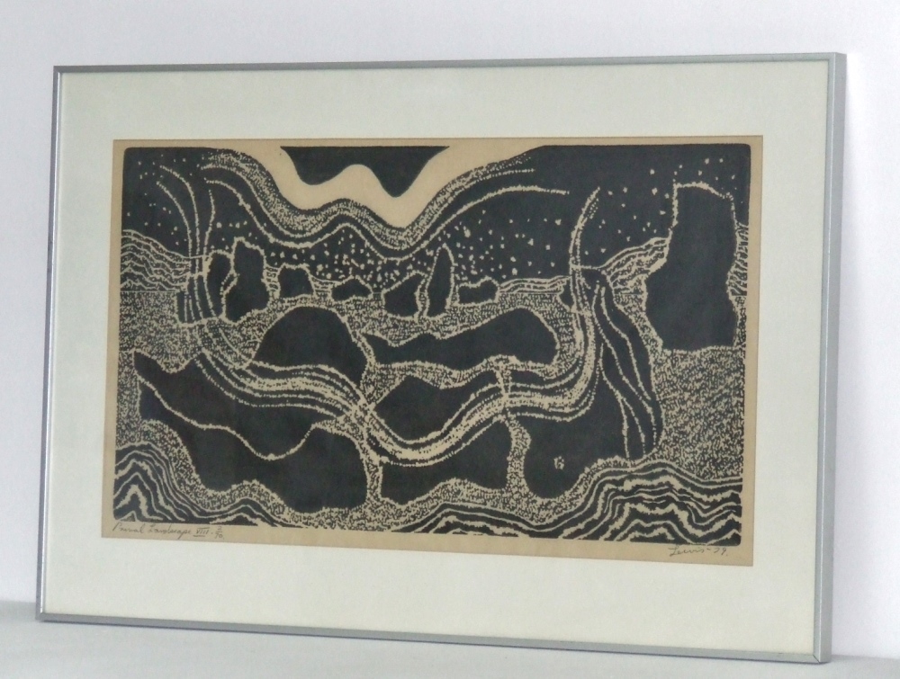 Primal Landscape VIII dated 1979. With frame