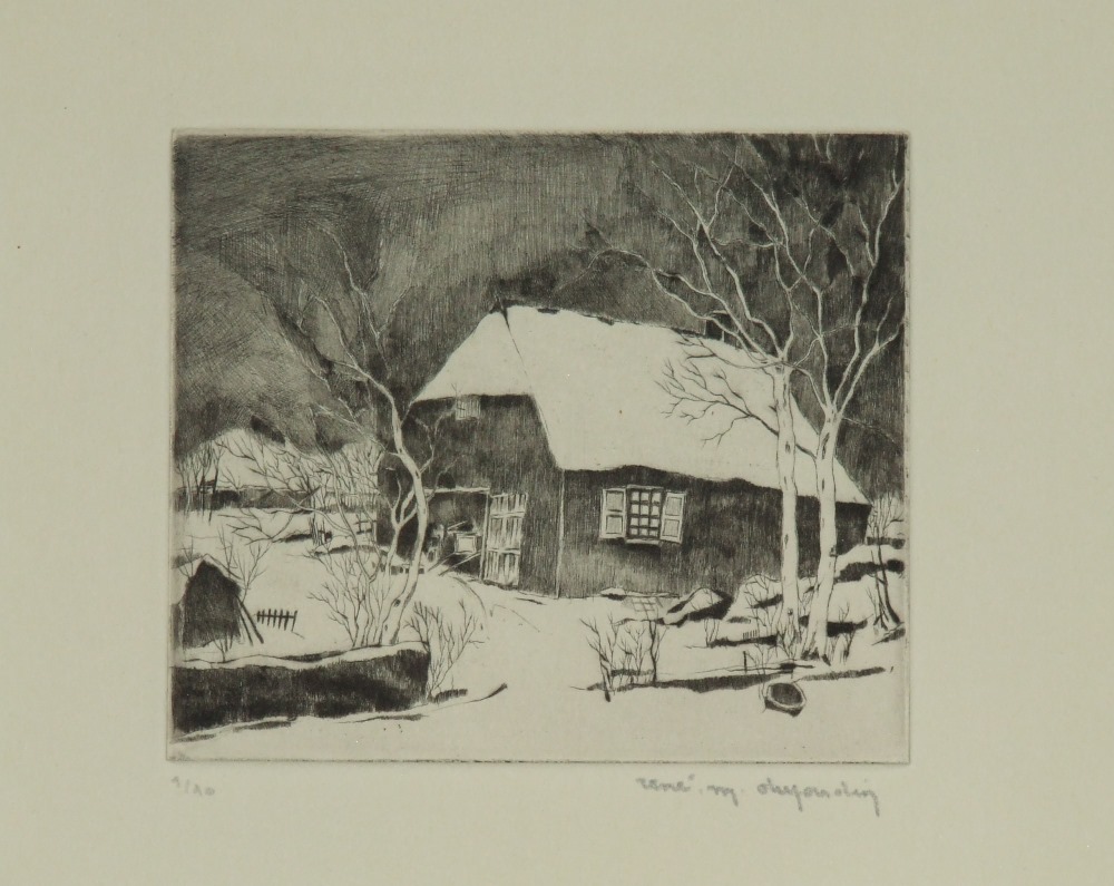 Flemish winter landscape with old farm, circa 1935-1939