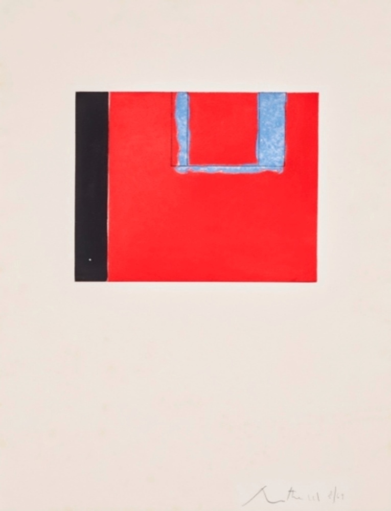Untitled abstract or Red open with blue and black, 1975